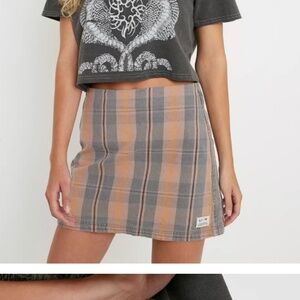 Urban Outfitters Plaid Mini Skirt in Gray and Orange